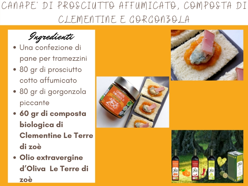 Ricetta Canapè di Prosciutto Affumicato, Clementine e Zola Le terre di zoè