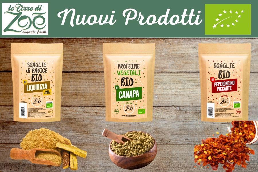 Nuovi Prodotti a Listini - Scaglie di radice di Liquirizia, Scaglie di Peperoncino Piccante e Protei Le terre di zoè