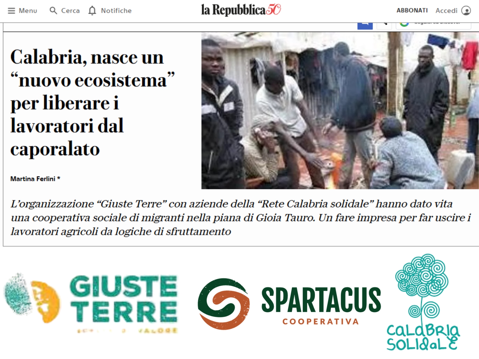 Dicono di noi....Progetto Spartacus Le terre di zoè