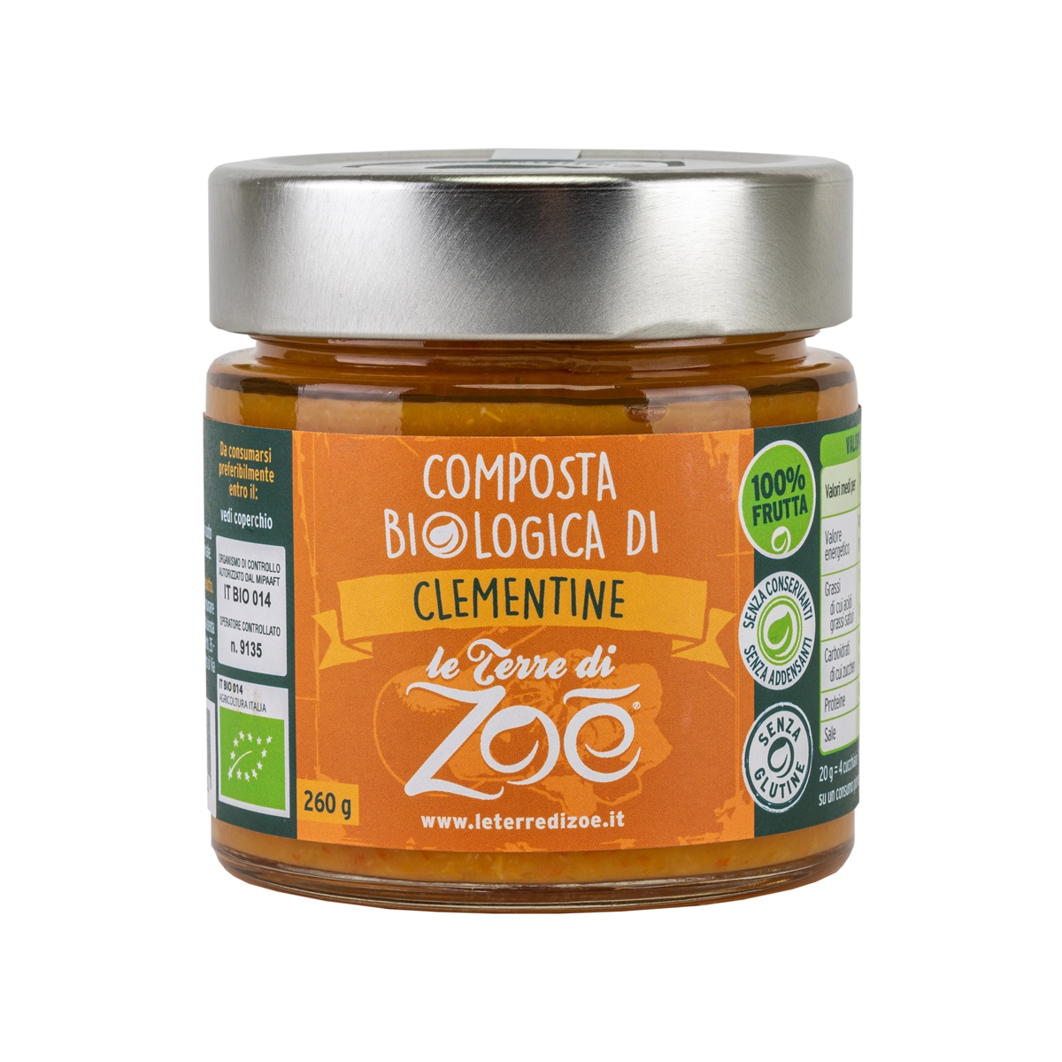 Italian Organic Compotes Clementine Le terre di zoè