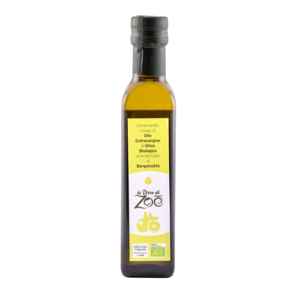 Condimento a base de Aceite de Oliva Virgen Extra Ecológico de Calabria aromatizado con bergamota Le terre di zoè