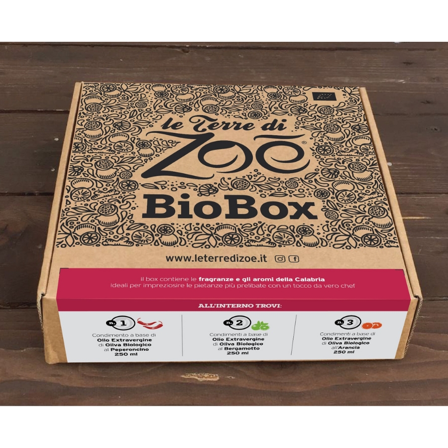Bio Box con 3 aderezos con sabor a naranja, bergamota y ají Le Terre di Zoè 2