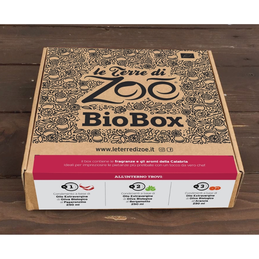 Bio Box con 3 aderezos con sabor a naranja, bergamota y ají Le terre di zoè 2