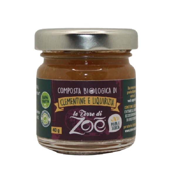 Italian Organic Compotes Clementine and Liquorice 40g Le terre di zoè