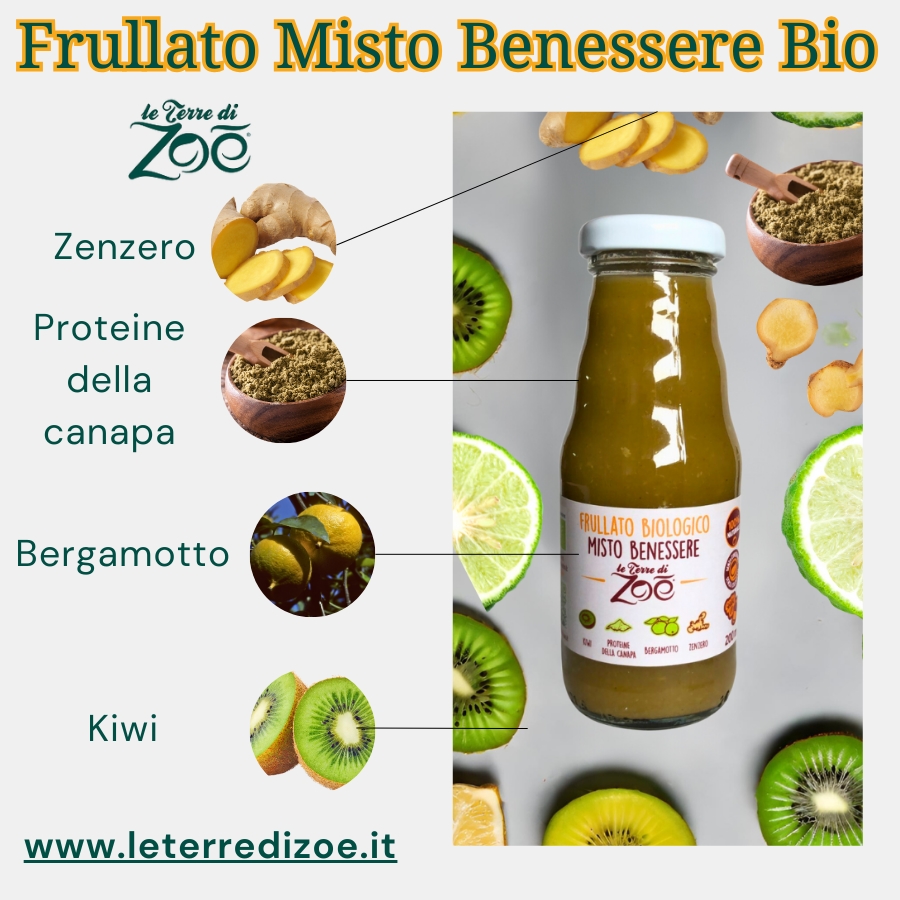 Mix Wellness Smoothie Kiwi-Bergamotte-Hanf-Ingwer- 200 ml Le terre di zoè 2