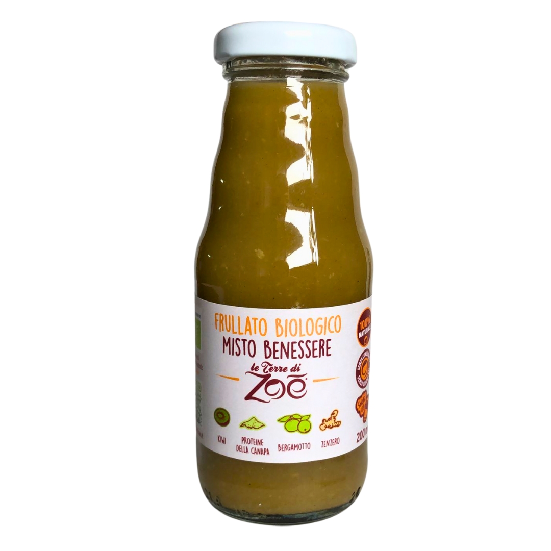 Mix Wellness Smoothie Kiwi-Bergamotte-Hanf-Ingwer- 200 ml Le terre di zoè