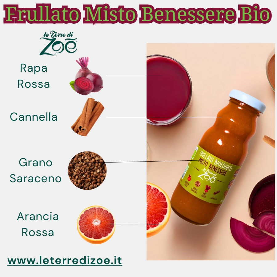 Batido Bienestar Mixto con Zumo de Naranja Sanguina, Remolacha, Trigo Sarraceno y Canela 200ml Le terre di zoè 2