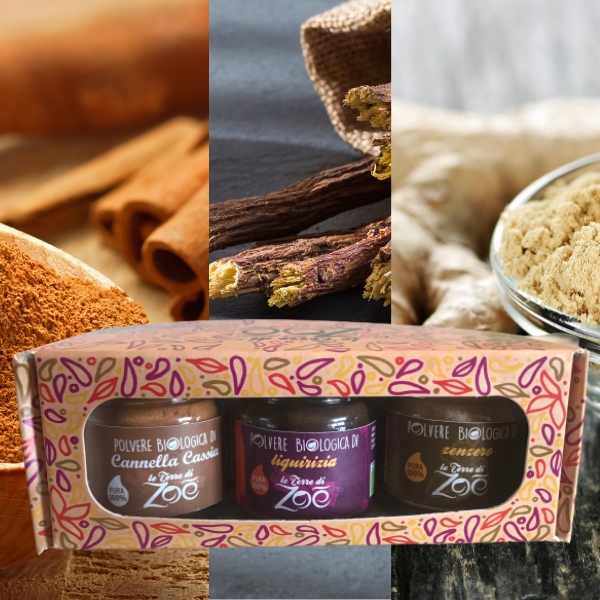 Tris Spices cannelle, réglisse et gingembre avec coffret cadeau