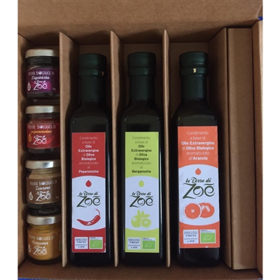 Boîte Bio avec 3 condiments aromatisés et 4 épices Bio Le terre di zoè 1