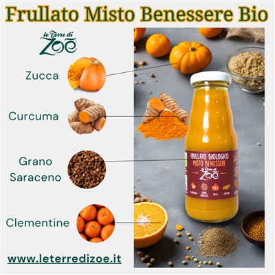 Jus Mixte de Smoothie Bien-être Clémentine, Citrouille, Sarrasin, Curcuma 200ml Le terre di zoè 2