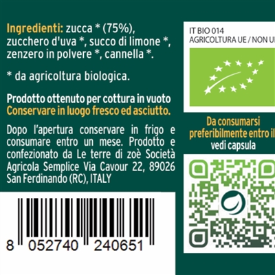 Bio-Kürbiskompott mit Gewürzen, 260 g Le terre di zoè 1