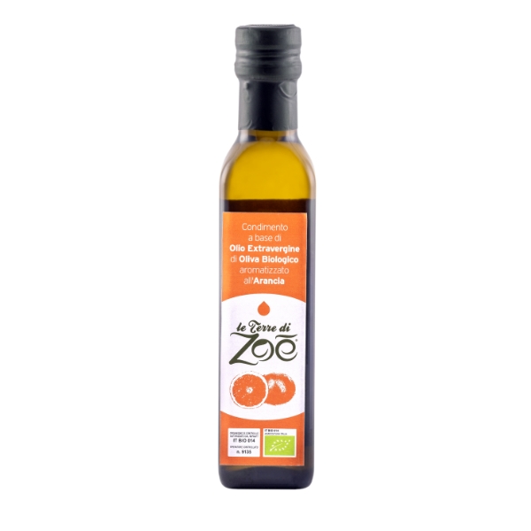 Condiment à base d'huile d'olive extra vierge biologique de Calabre aromatisée à l'orange