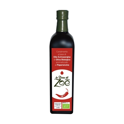 Condiment à base d'huile d'olive extra vierge biologique de Calabre aromatisé au piment
