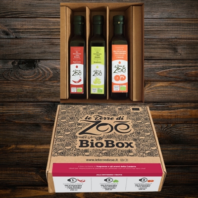 Bio Box con 3 aderezos con sabor a naranja, bergamota y ají